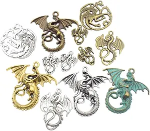 100g (20pcs) Craft Supplies Mixed Flying Dragon Charms Pendants Beads Charms Pendants for Crafting, Jewelry Findings Making Accessory for DIY Necklace Bracelet (M015)