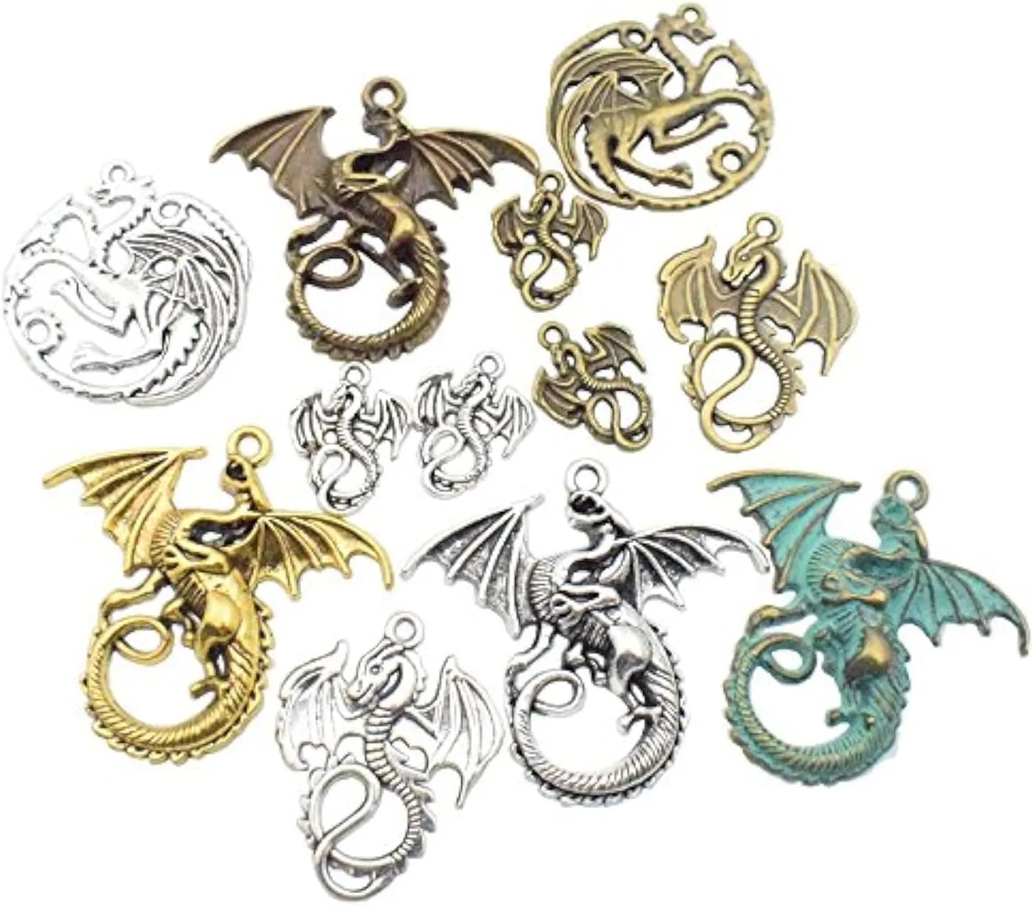 100g (20pcs) Craft Supplies Mixed Flying Dragon Charms Pendants Beads Charms Pendants for Crafting, Jewelry Findings Making Accessory for DIY Necklace Bracelet (M015)