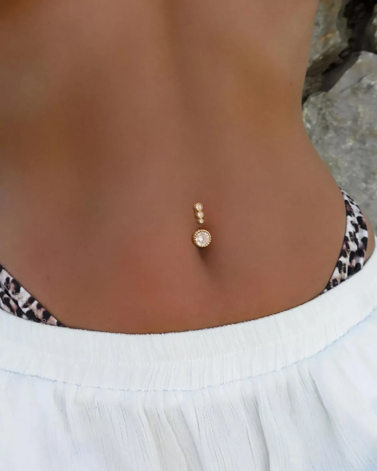 14G Belly Button Ring Dangle for Women - Surgical Steel Gold/Silver Belly Rings Piercing Dainty Hypoallergenic Navel Dangly Belly Button Piercing Small Gifts Trendy Jewelry