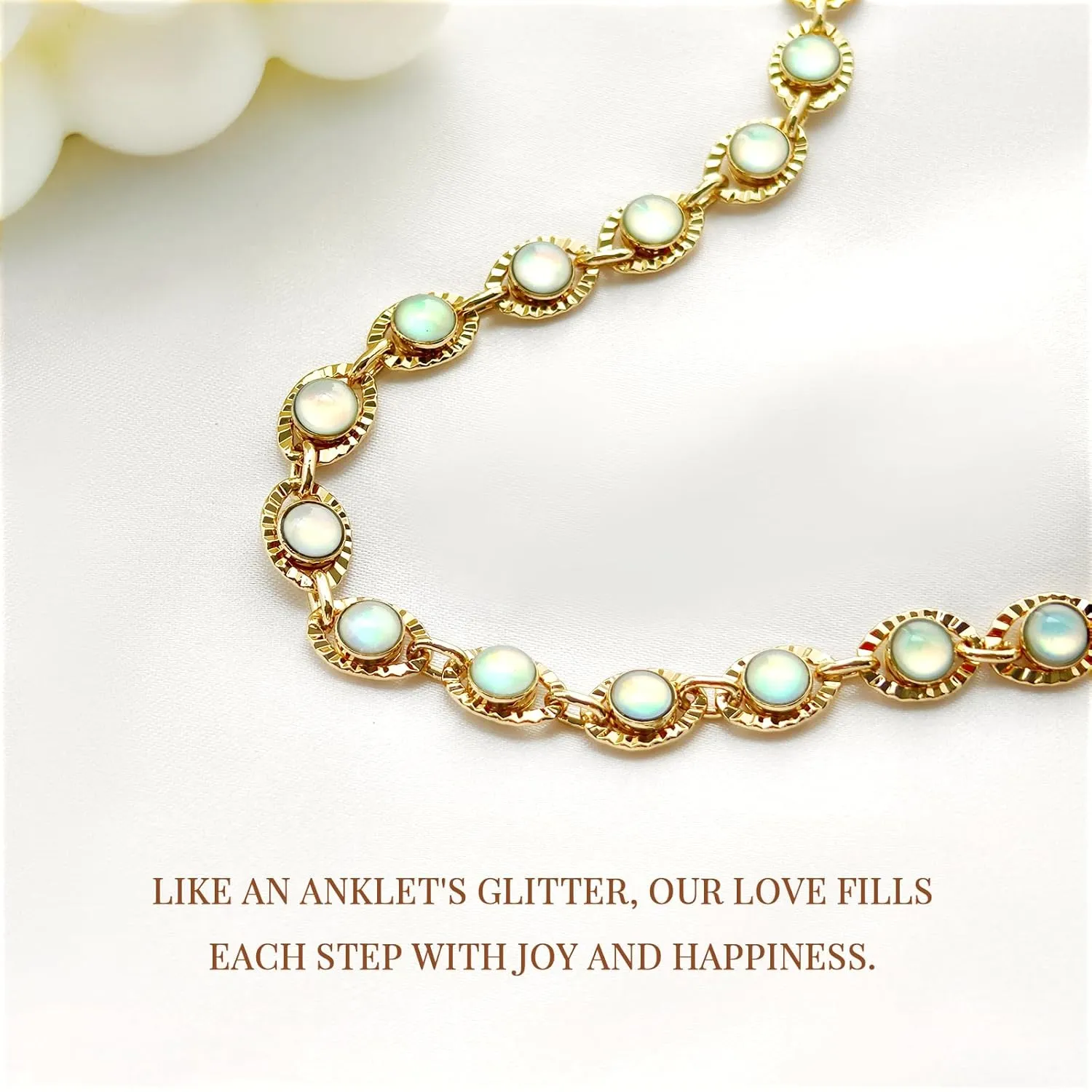 14K Gold Anklets for Women,Large Ankle Bracelets for Women Waterproof Anklet,OB Stone Beach Resort Bohemian Style Adjustable Anklet for Women(8'' 2.5'' Slim Version)