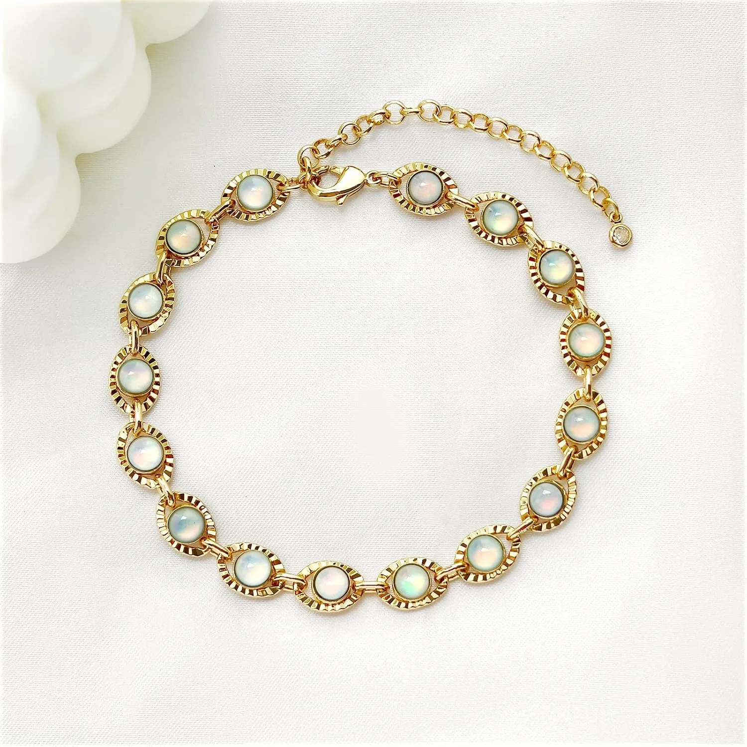 14K Gold Anklets for Women,Large Ankle Bracelets for Women Waterproof Anklet,OB Stone Beach Resort Bohemian Style Adjustable Anklet for Women(8'' 2.5'' Slim Version)