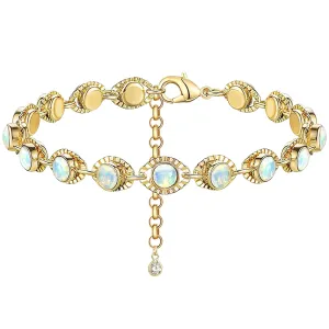 14K Gold Anklets for Women,Large Ankle Bracelets for Women Waterproof Anklet,OB Stone Beach Resort Bohemian Style Adjustable Anklet for Women(8'' 2.5'' Slim Version)