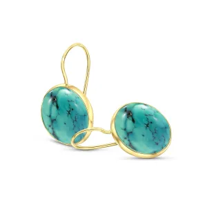 14K Gold Turquoise Earrings - Solid Gold Earrings -14K Gold Earrings for Women - Statement Earrings - Gold Dangle Earrings - Wedding Earrings for Brides - Turquoise Jewelry for Women
