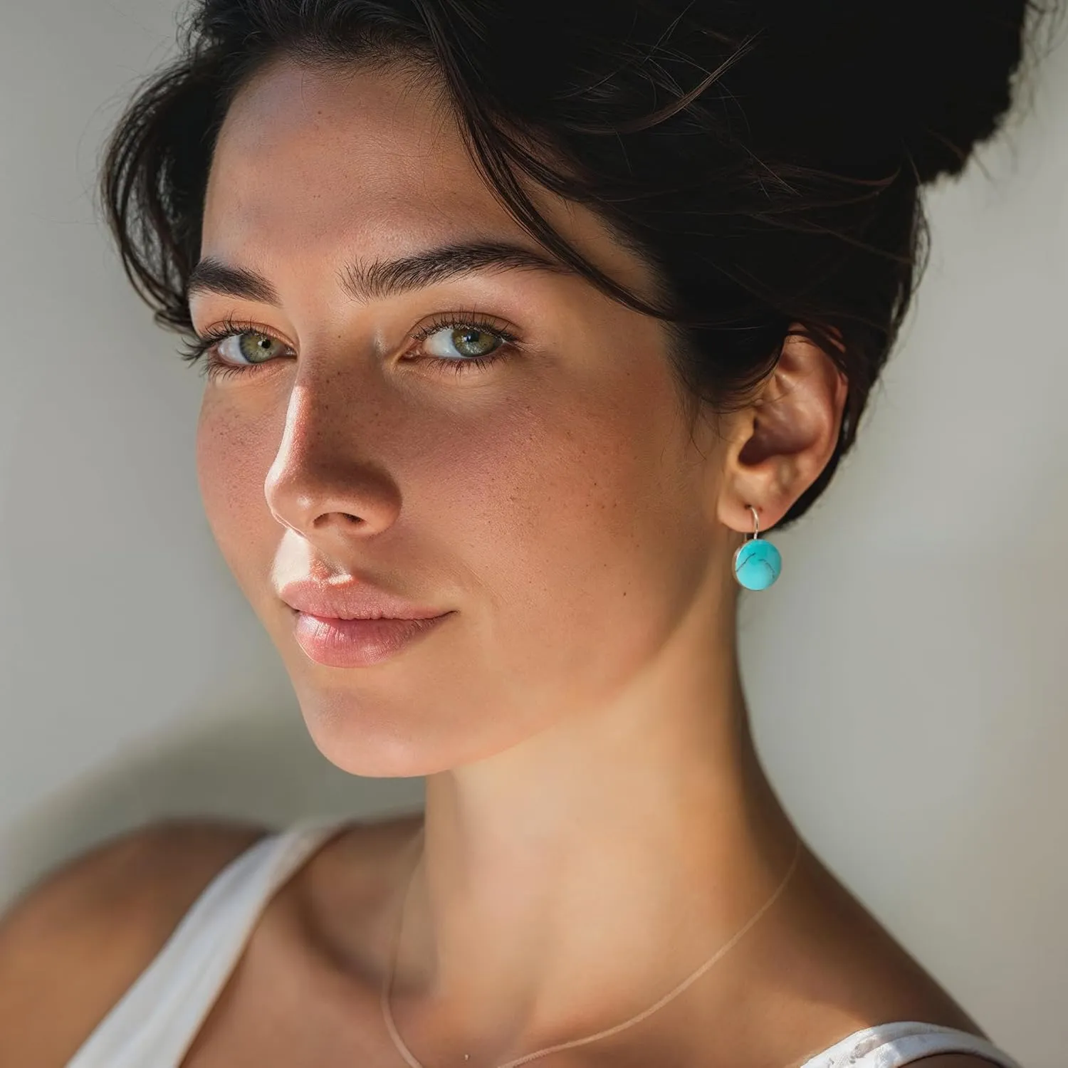 14K Gold Turquoise Earrings - Solid Gold Earrings -14K Gold Earrings for Women - Statement Earrings - Gold Dangle Earrings - Wedding Earrings for Brides - Turquoise Jewelry for Women