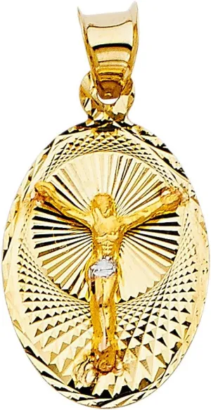 14k REAL Two Tone Gold Religious Jesus Stamp Charm Pendant