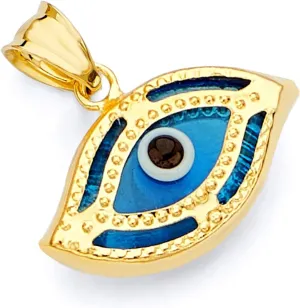 14k REAL Yellow Gold Evil Eye Hamsa Heart Charm Pendant - 8 Different Design Available