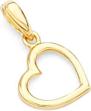 14k REAL Yellow Gold Heart Charm Pendant