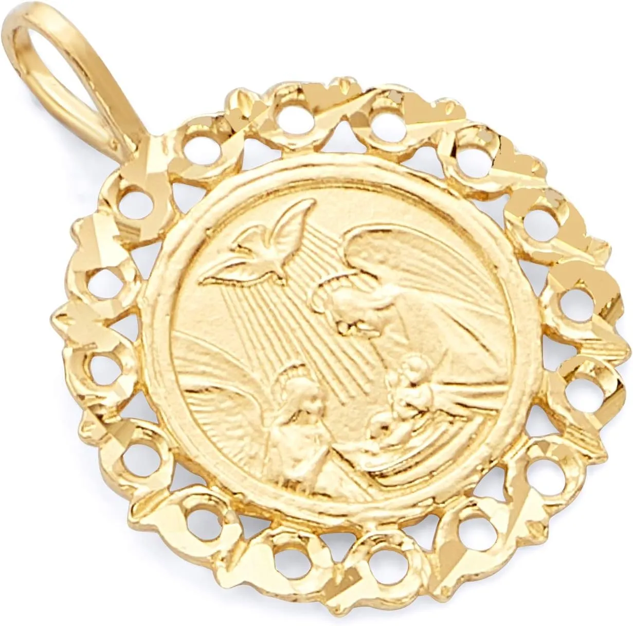 14k REAL Yellow Gold Religious Baptism Charm Pendant - 2 Different Size Available