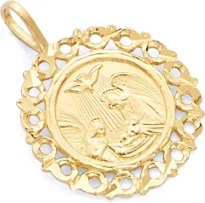 14k REAL Yellow Gold Religious Baptism Charm Pendant - 2 Different Size Available