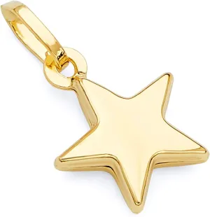 14k REAL Yellow Gold Star Charm Pendant