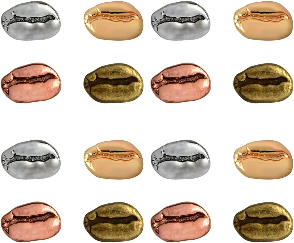 16Pcs Coffee Pins - Realistic Coffee Bean Brooch, Metal Bean Lapel Pins, Cute Cafes Work Brooches Decoration for Hat, Handbag, Clothing