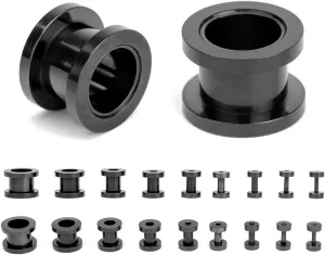 18PCS Ear Tunnels Kit Stainless Steel Screw Fit 14G-00G Gauges Plugs Set Double Flared Stretcher Expander Body Piercing Jewelry