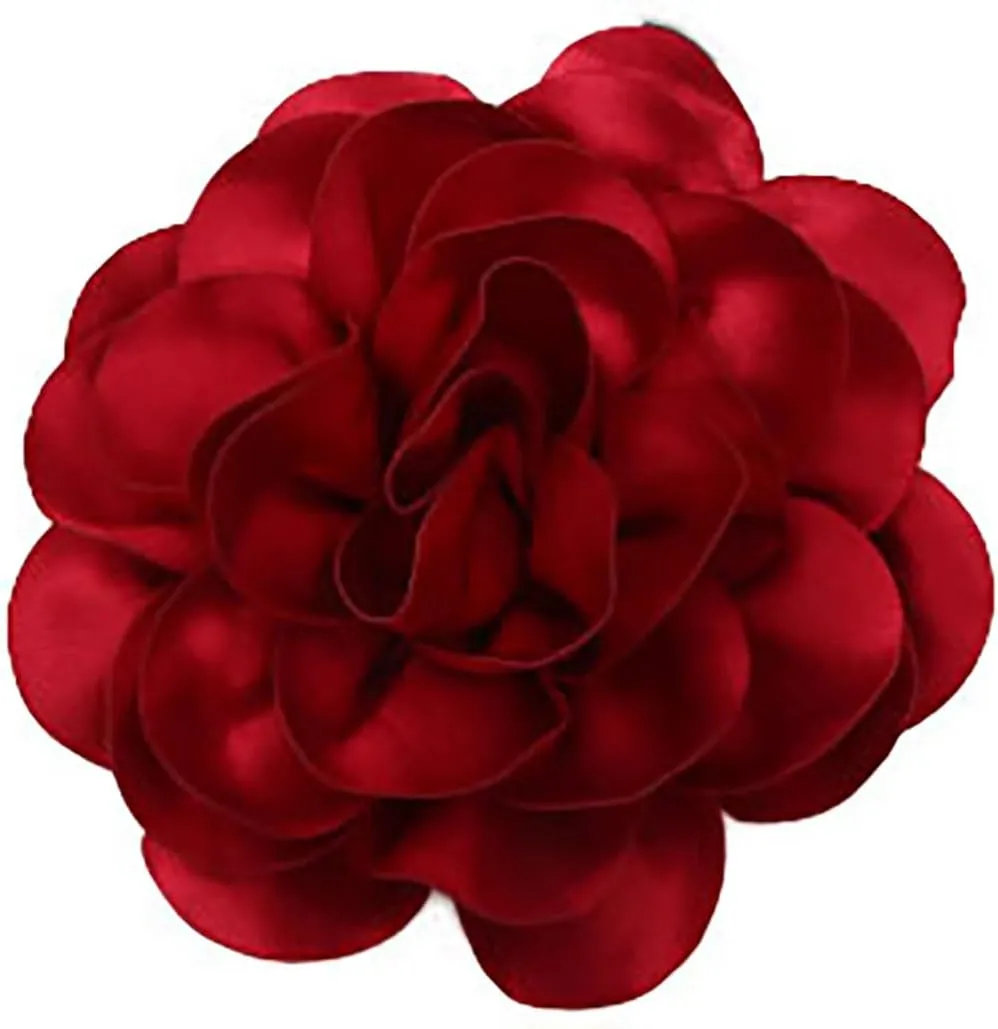 19mm Extra Large Rose Flower Brooches Dainty Satin Fabric Rose Flower Lapel Pins Elegant Silk Camellia Flower Oversized Brooch Pin for Women Wedding Party Dance Banquet Dress Suit Clothes Accessories Jewelry