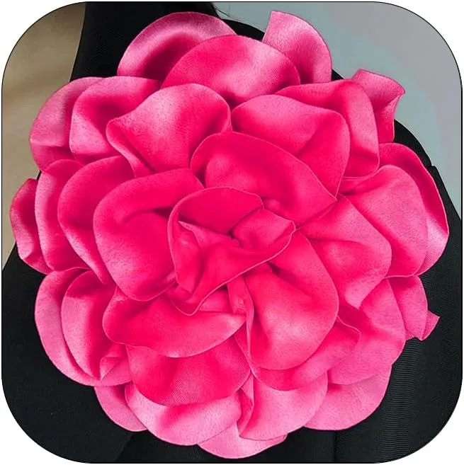 19mm Extra Large Rose Flower Brooches Lapel Pins Dainty Satin Fabric Brooches Big Camellia Flower Brooch Pin for Women Wedding Part Dance Clothes Accessories Jewelry