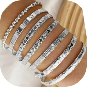 19Pcs Gold Bangle Bracelets Set for Women Boho Multi Layer Stack Textured Bracelets Indian Chunky Bangle Bracelet for Women Teen