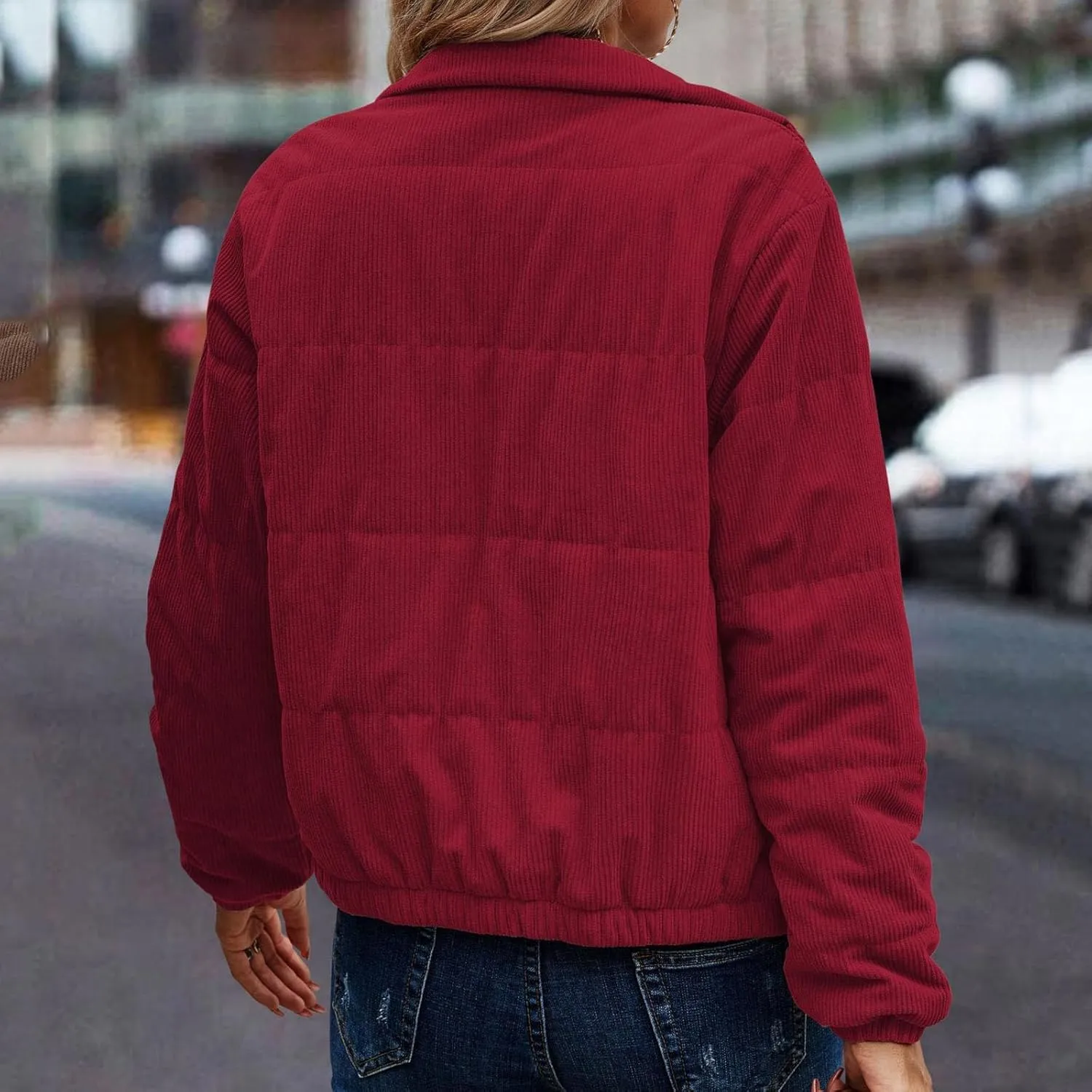 2023 Women Warm Winter Coats Trendy Casual Quilted Parka Lapel Zip Jacket Fashion Windproof Down Puffer Coat Outerwear