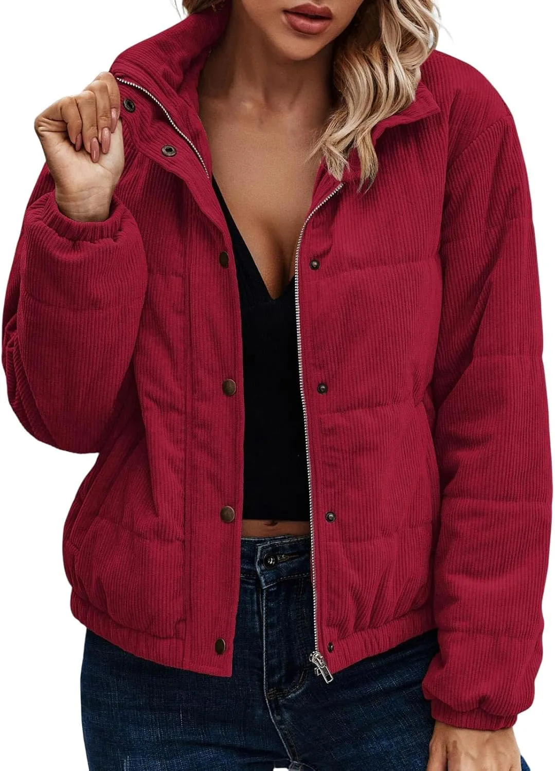 2023 Women Warm Winter Coats Trendy Casual Quilted Parka Lapel Zip Jacket Fashion Windproof Down Puffer Coat Outerwear