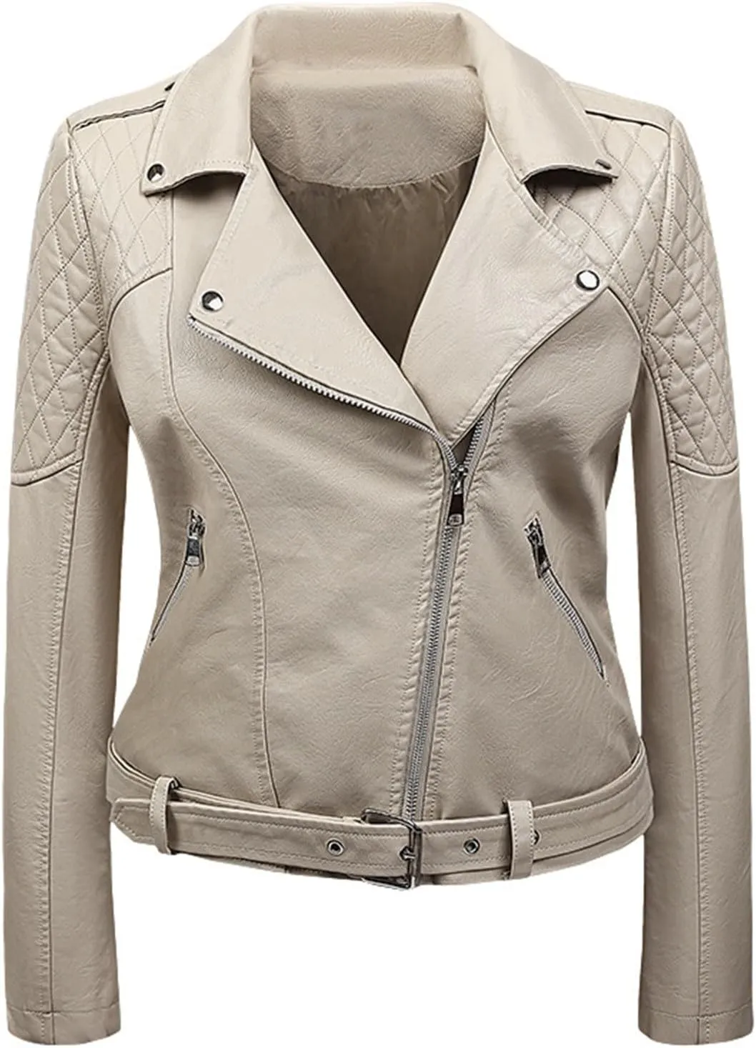 2024 Faux Leather Jackets For Women Fall Fashion Zip Up Motorcycle Jacket Vintage Notched Collar Bomber Jackets
