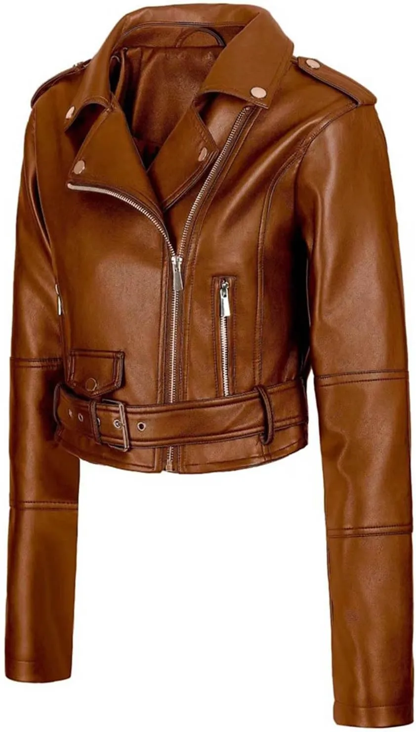 2024 Motorcycle Jackets For Women Vintage Long Sleeve Faux Leather Jackets Lightweight Trendy Fall Suede Crop Coats