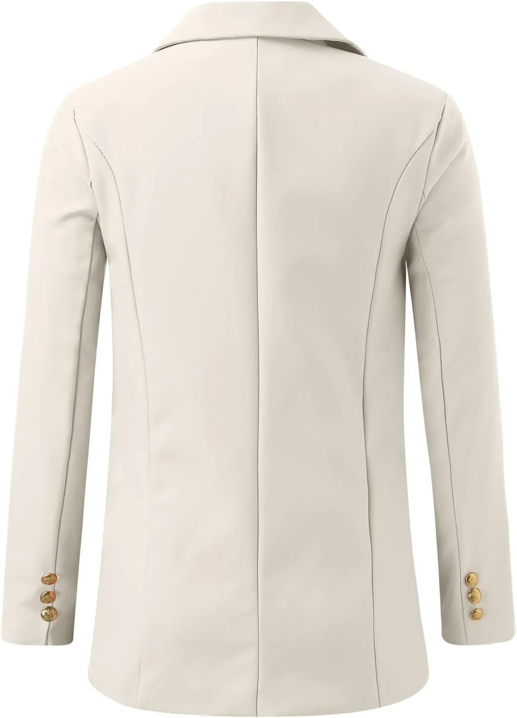 2024 Womens Casual Blazer Dressy Suit Jacket Gold Button Sport Coats Long Sleeve Work Office Blazer Lapel Open Front Jacket