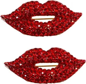 2pcs Rhinestone Red Lips brooch Crystal Corsage Bling Clothing Accessory Wedding Brooch Pin for Bag Scarf Pants Cloth