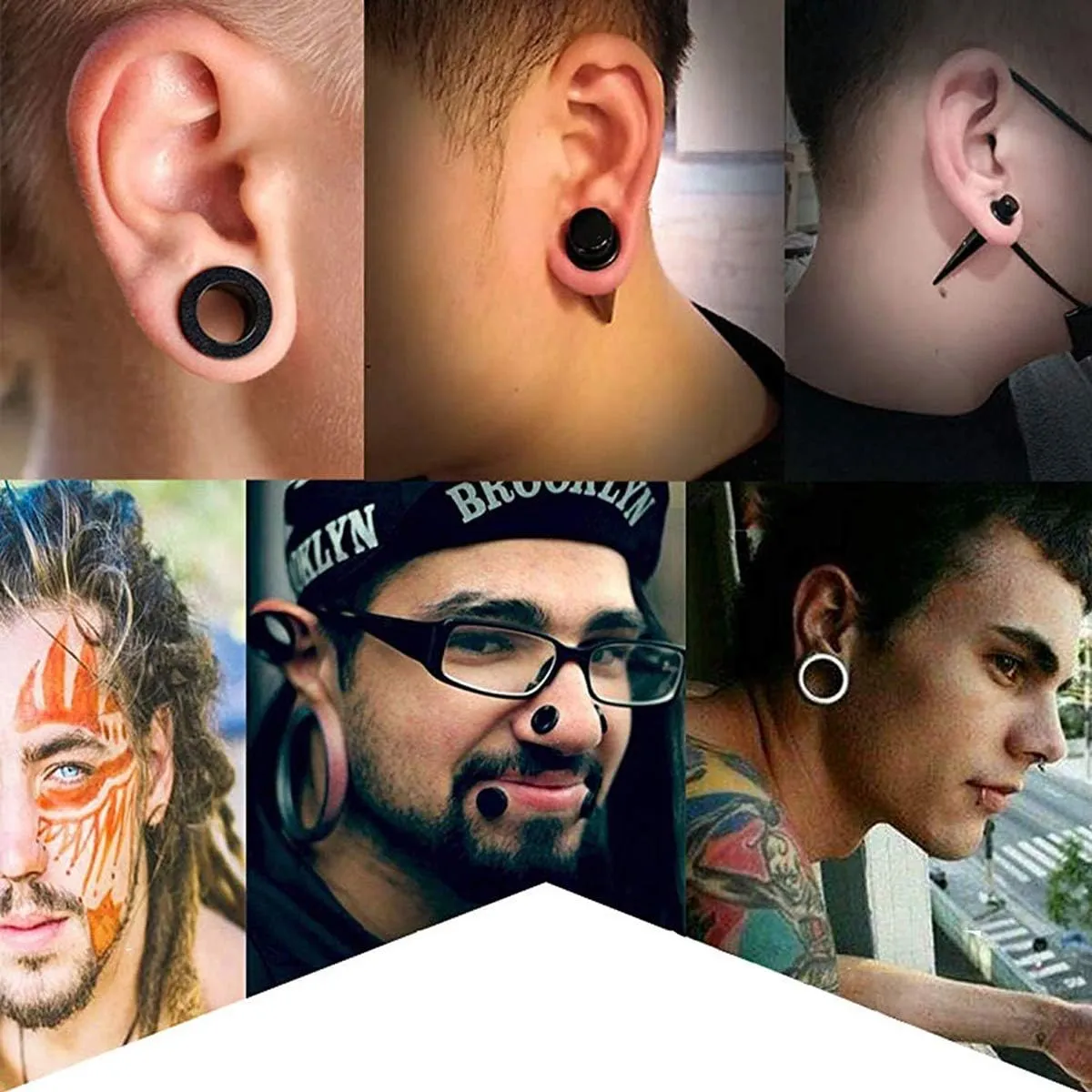 36pcs Ear Stretching Kit 14G-00G Surgical Steel Tapers Tunnels Gauges Set for Starter Women Men Expanders Body Piercing Jewelry
