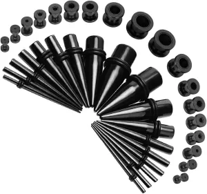 36pcs Ear Stretching Kit 14G-00G Surgical Steel Tapers Tunnels Gauges Set for Starter Women Men Expanders Body Piercing Jewelry