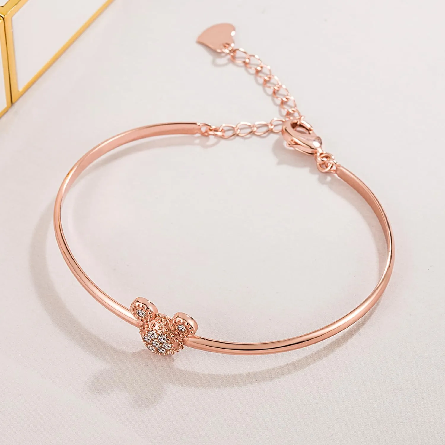 925 Sterling Silver Cute Mickey Bangles Fashion Women Charm Bracelet Adjustable Size Fine Jewelry Gift For female Wife Her