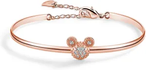 925 Sterling Silver Cute Mickey Bangles Fashion Women Charm Bracelet Adjustable Size Fine Jewelry Gift For female Wife Her
