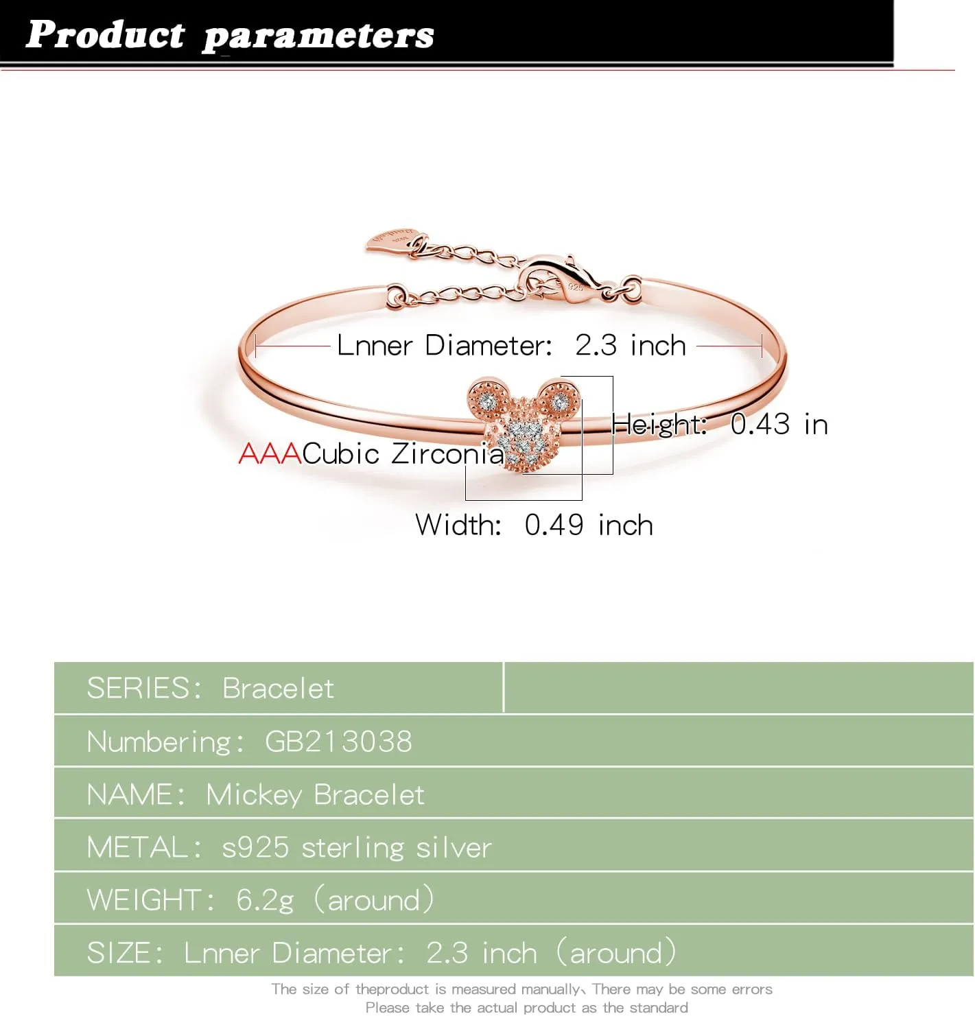 925 Sterling Silver Cute Mickey Bangles Fashion Women Charm Bracelet Adjustable Size Fine Jewelry Gift For female Wife Her