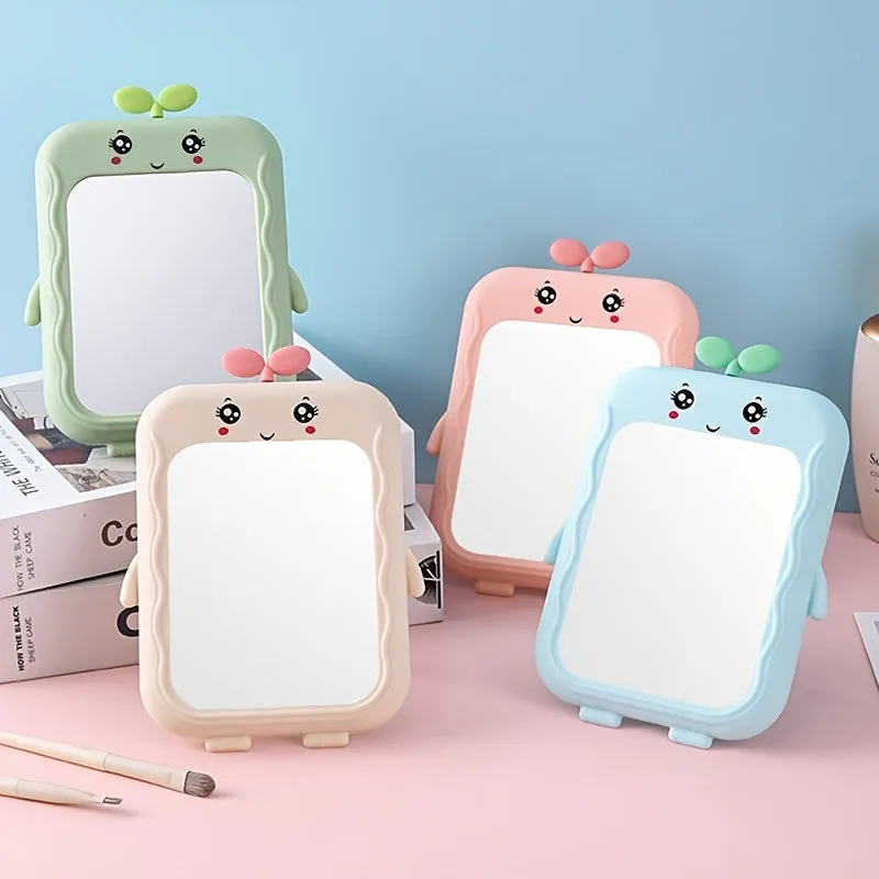 Adorable Cartoon Desk Mirror with Stand for Makeup Vanity