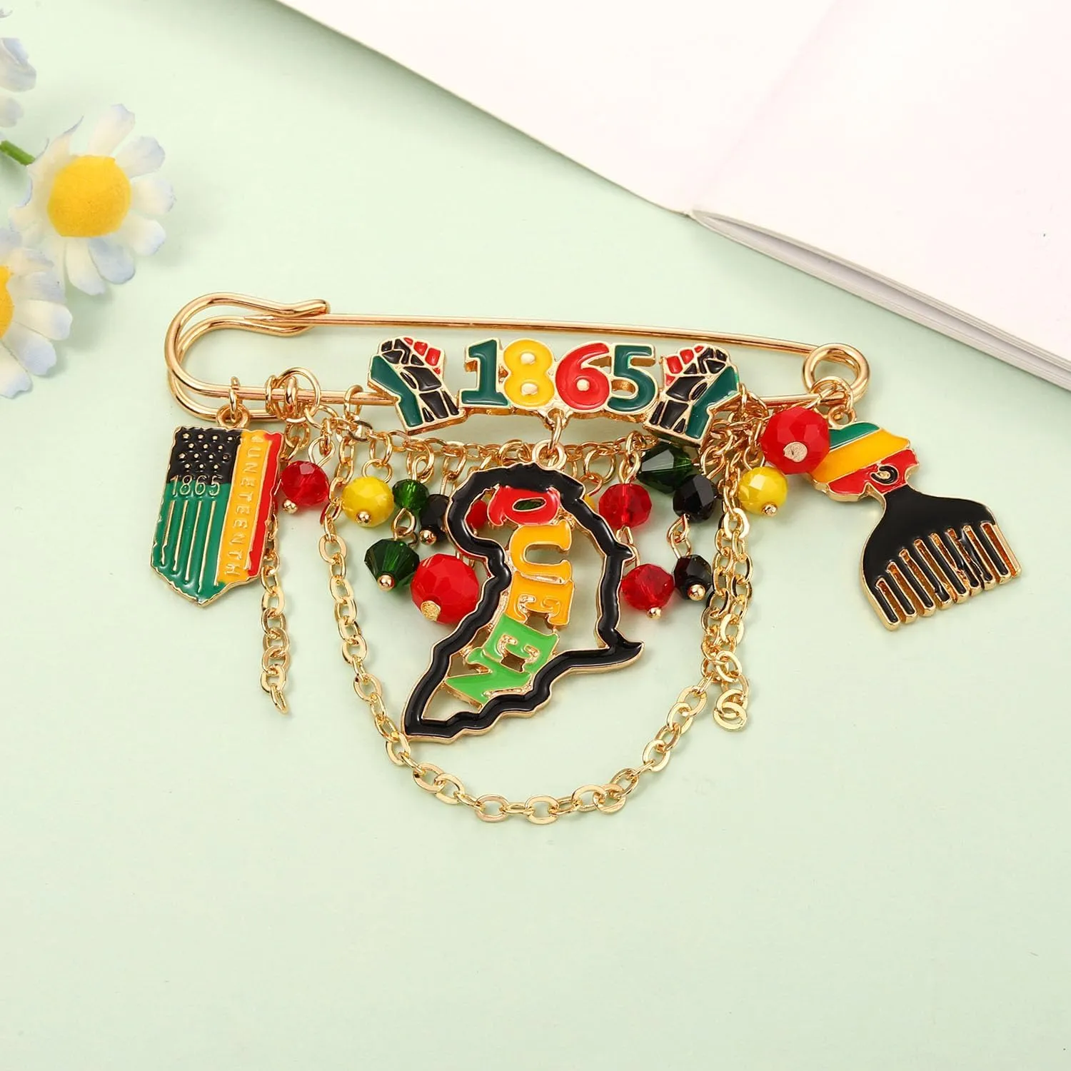 African Brooches for Women Juneteenth Africa Map Queen Brooch Pins 1865 Sunflower Black History Month Brooches Juneteenth African Jewelry Accessories Outfits Gifts