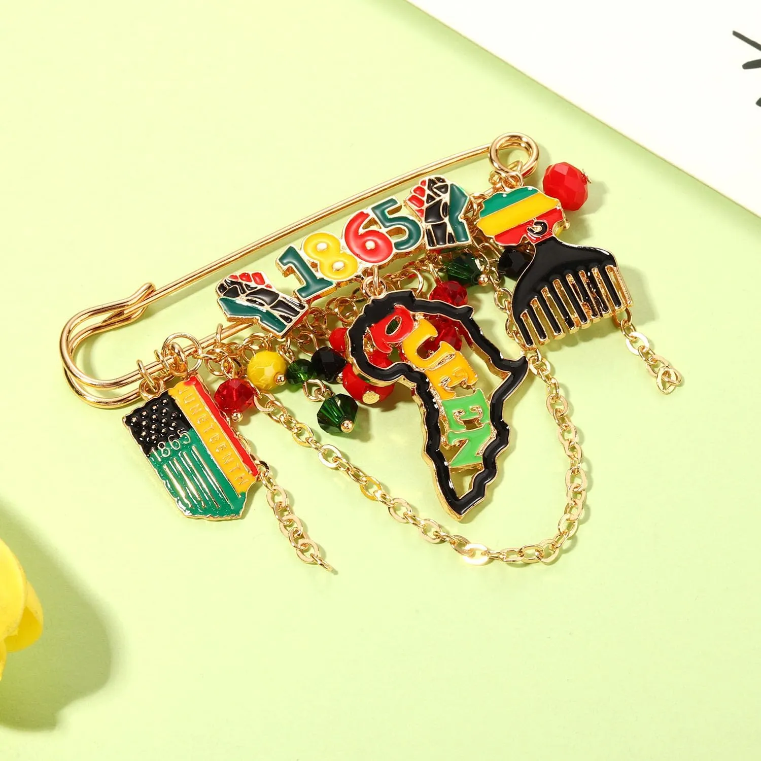 African Brooches for Women Juneteenth Africa Map Queen Brooch Pins 1865 Sunflower Black History Month Brooches Juneteenth African Jewelry Accessories Outfits Gifts