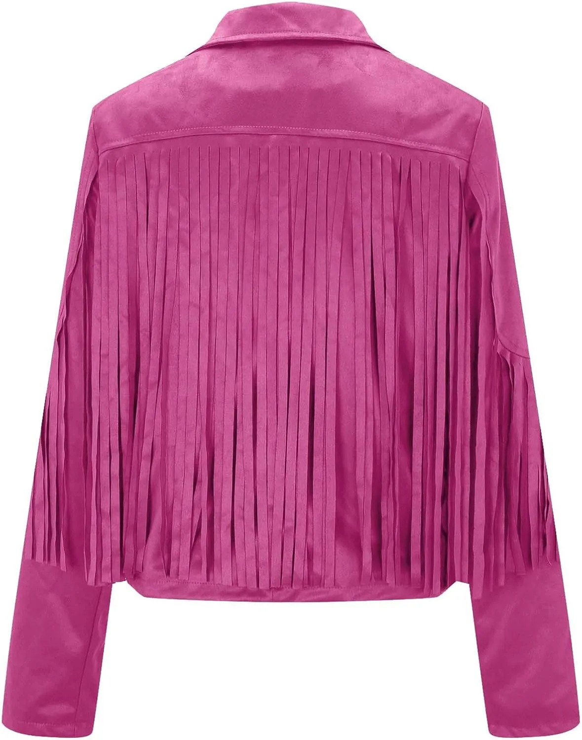 Akklian Casual Faux Suede Leather Jacket Women Retro Motorcycle Jacket Lapel Fringed Cropped Jacket Tassel Moto Jacket Coat