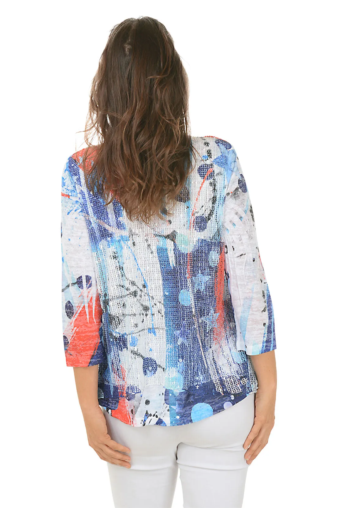 Americana Mesh Overlay Knit Top