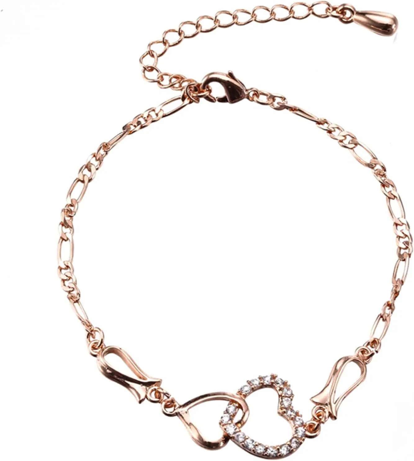 Anklets for Women Sterling Silver Heart Ankle Bracelet Cubic Zirconia Rose Gold Summer Beastylish Foot Chain Summer