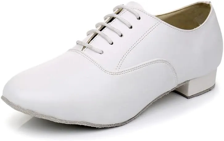 AOQUNFS Men's Latin Dance Shoes Black Patent Leather Leather Ballroom Tango Salsa Shoes,Model 8002