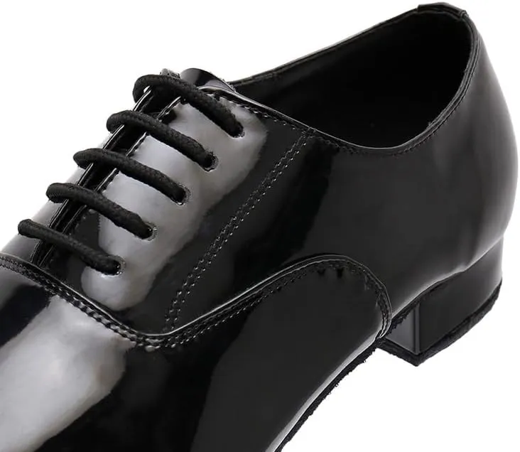AOQUNFS Men's Latin Dance Shoes Black Patent Leather Leather Ballroom Tango Salsa Shoes,Model 8002
