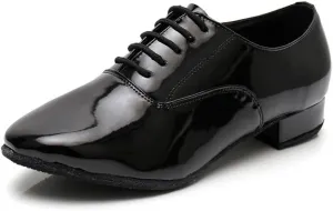 AOQUNFS Men's Latin Dance Shoes Black Patent Leather Leather Ballroom Tango Salsa Shoes,Model 8002