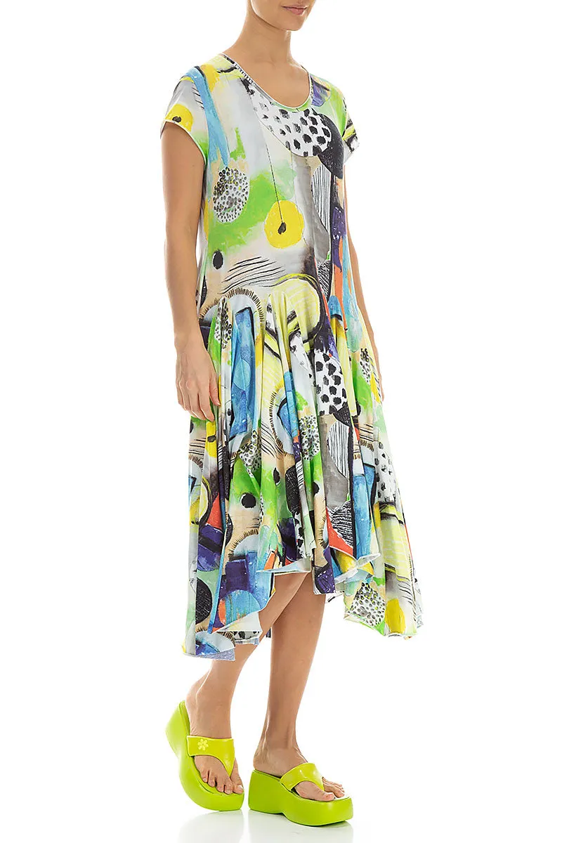 Asymmetric Artmaze Cotton Dress