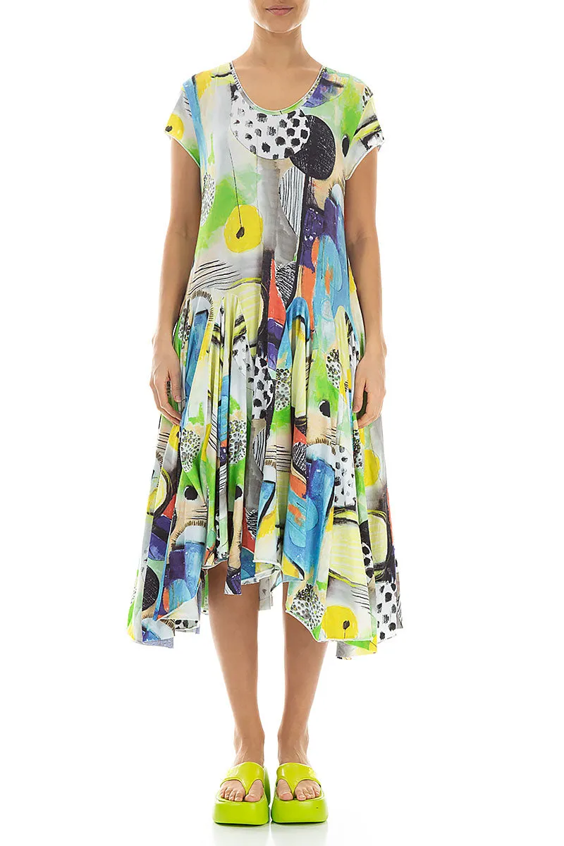 Asymmetric Artmaze Cotton Dress