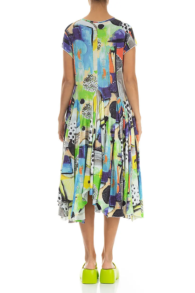 Asymmetric Artmaze Cotton Dress