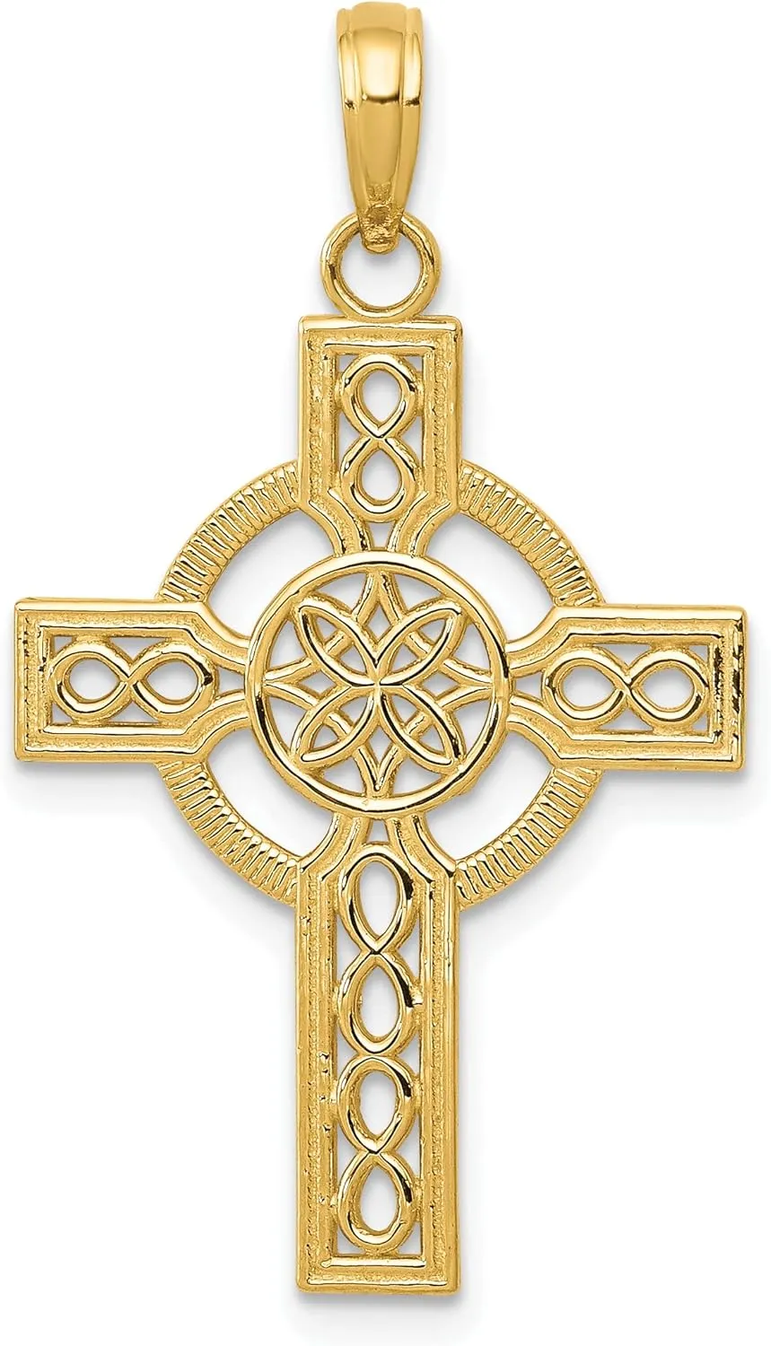 Avariah Solid 10K Yellow Gold Diamond-cut Celtic Cross Pendant - 33mm