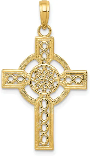Avariah Solid 10K Yellow Gold Diamond-cut Celtic Cross Pendant - 33mm