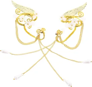 BESPORTBLE Fashionable Women's Ear Cuffs Non-piercing Metal Earring Wraps Tassel Clip-parties