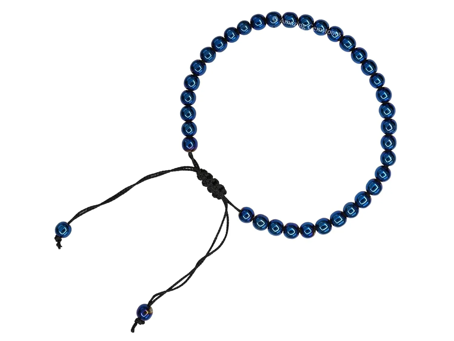 Blue Hematite Anklet Ankle Bracelets for Women - Waterproof Beaded Healing Crystal Anklets, Plus Size Chakra Gemstone Bead Anklet (Stretchy Adjustable - Plain)