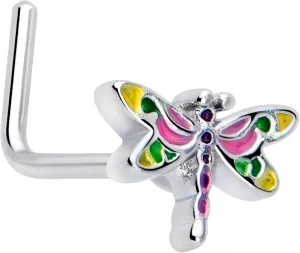 Body Candy 20 Gauge Nose Ring - 316L Stainless Steel L-Shape Nose Ring Dragonfly Nose Stud for Women Men