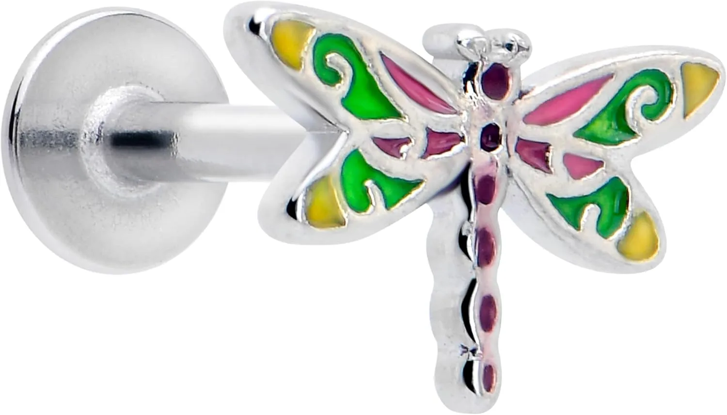 Body Candy Flat Back Cartilage Earring - 16 Gauge 1/4 316L Surgical Steel Dragonfly Stud Earring for Cartilage, Conch, Helix, Labret, Tragus, Monroe