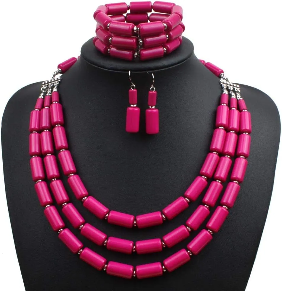 Bohemian style multilayer beaded Necklace   Earrings   Bracelet set for Women's and girls gifts