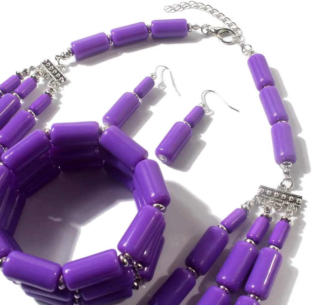 Bohemian style multilayer beaded Necklace   Earrings   Bracelet set for Women's and girls gifts